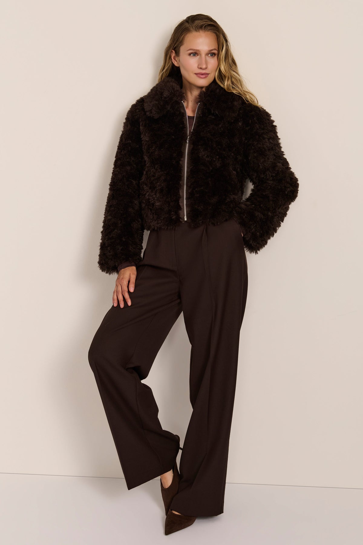 Curly Faux Fur Jacket – Women's Casual Outerwear, Winter Layering