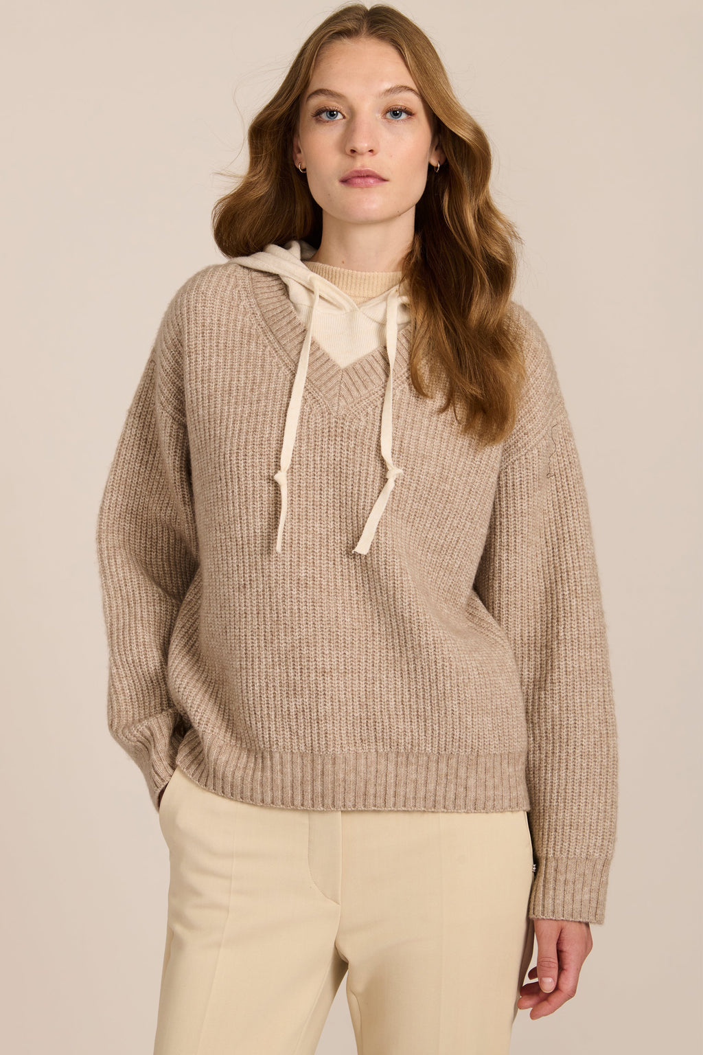 Layered Jumper Hoodie in Beige – Casual Wear, Everyday Comfort