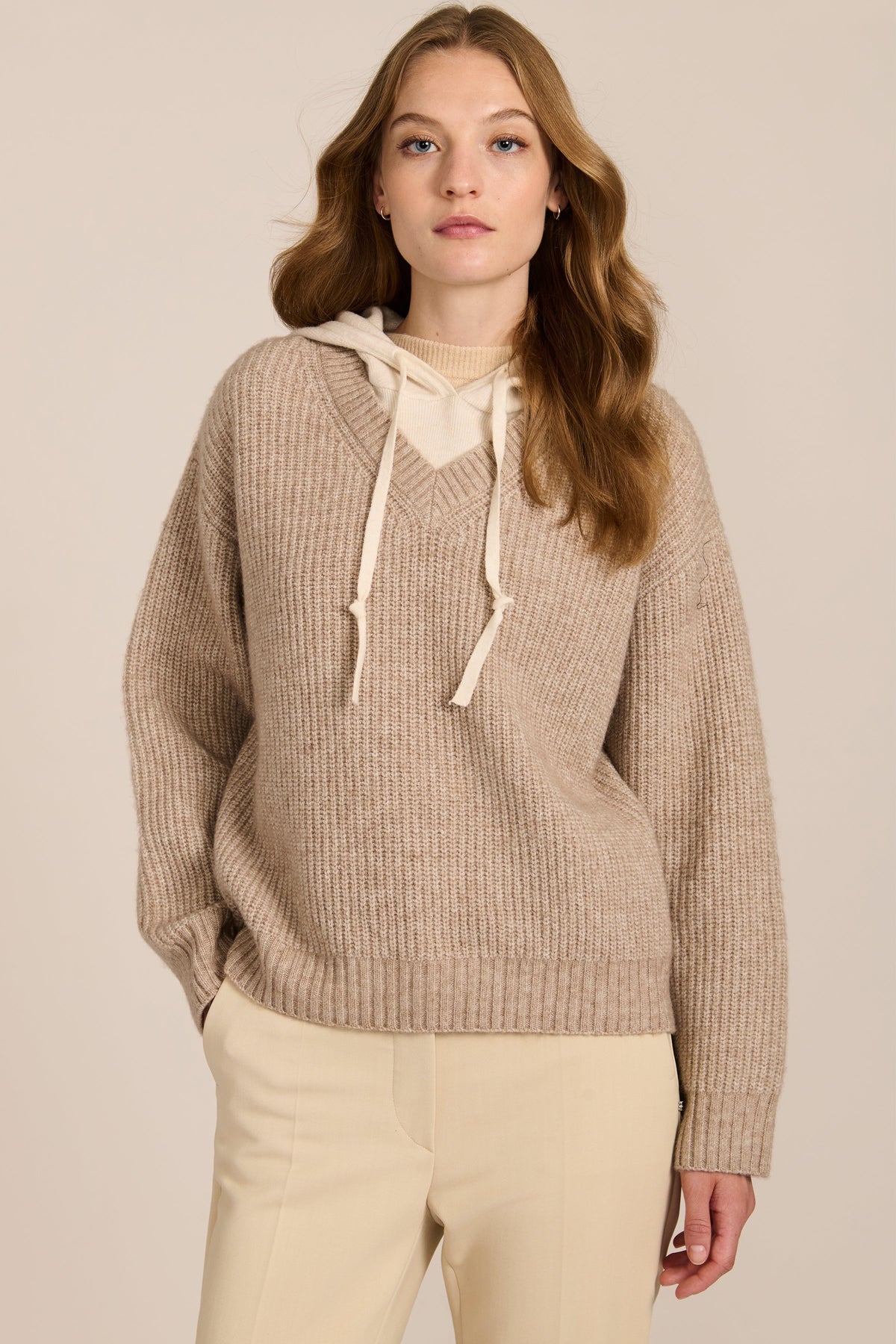 Layered Jumper Hoodie in Beige – Casual Wear, Everyday Comfort