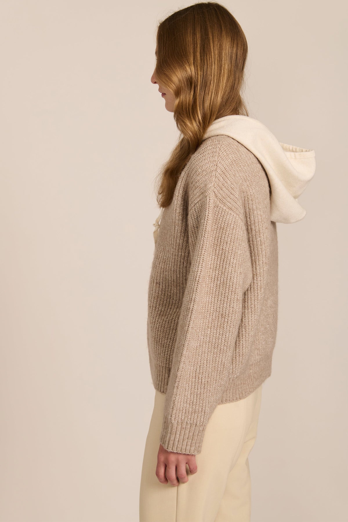 Layered Jumper Hoodie in Beige – Casual Wear, Everyday Comfort