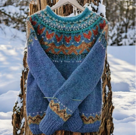 Vintage Jacquard Jumper – Cosy Knitwear for Winter, Casual Wear