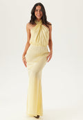 Satin Halter Maxi Dress – Slim Fit, Occasion Gown for Weddings & Events