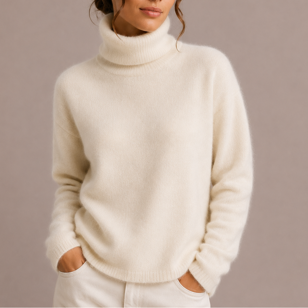 Women's Classic Turtleneck Sweater – Soft Knit Jumper, Casual Wear, Office Style