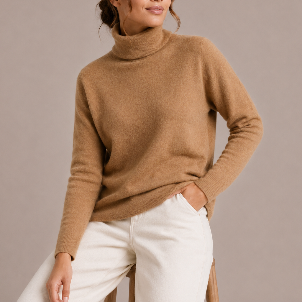 Women's Classic Turtleneck Sweater – Soft Knit Jumper, Casual Wear, Office Style