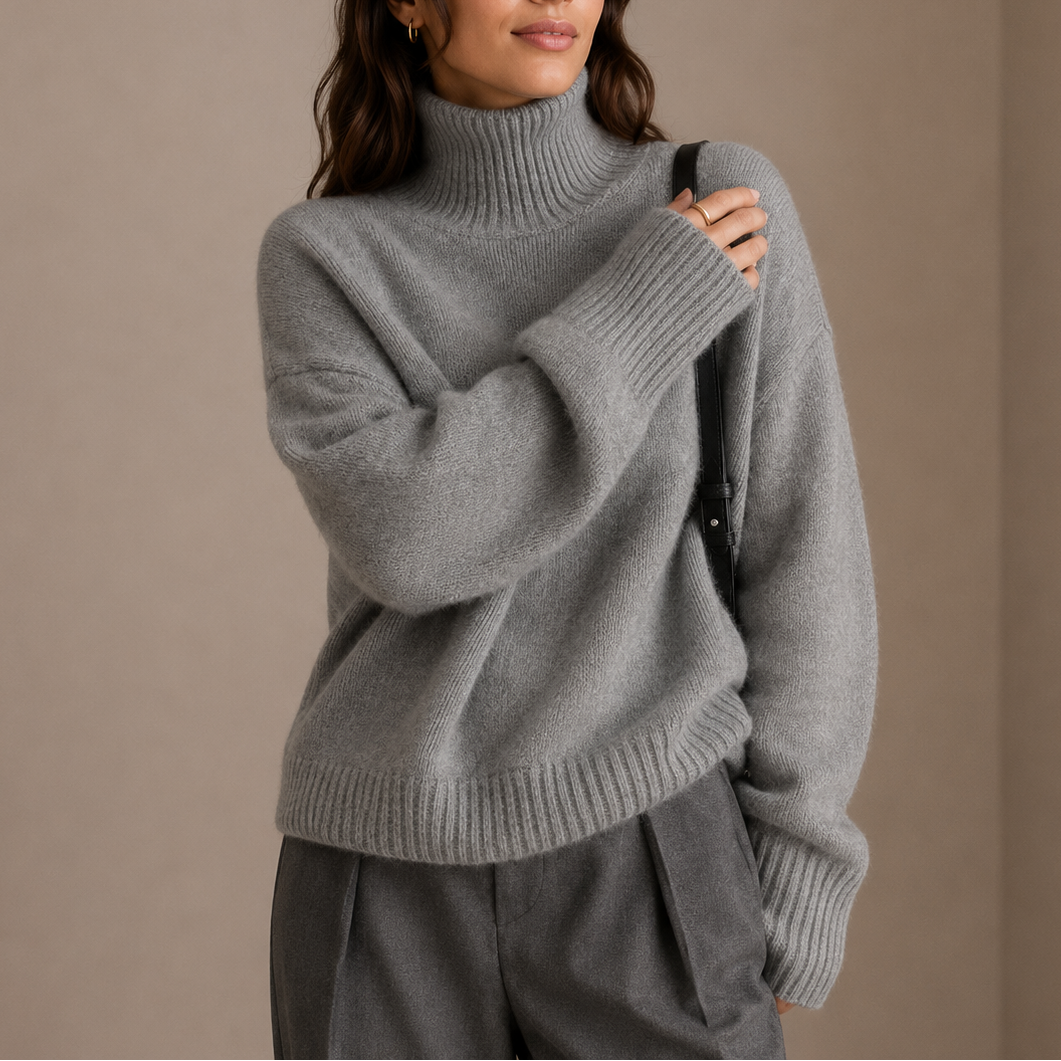 Women’s Oversized Turtleneck Sweater – Soft Knit Jumper, Casual Wear, Winter Style