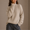 Textured Turtleneck Sweater – Soft Winter Knit Jumper, Casual, Office