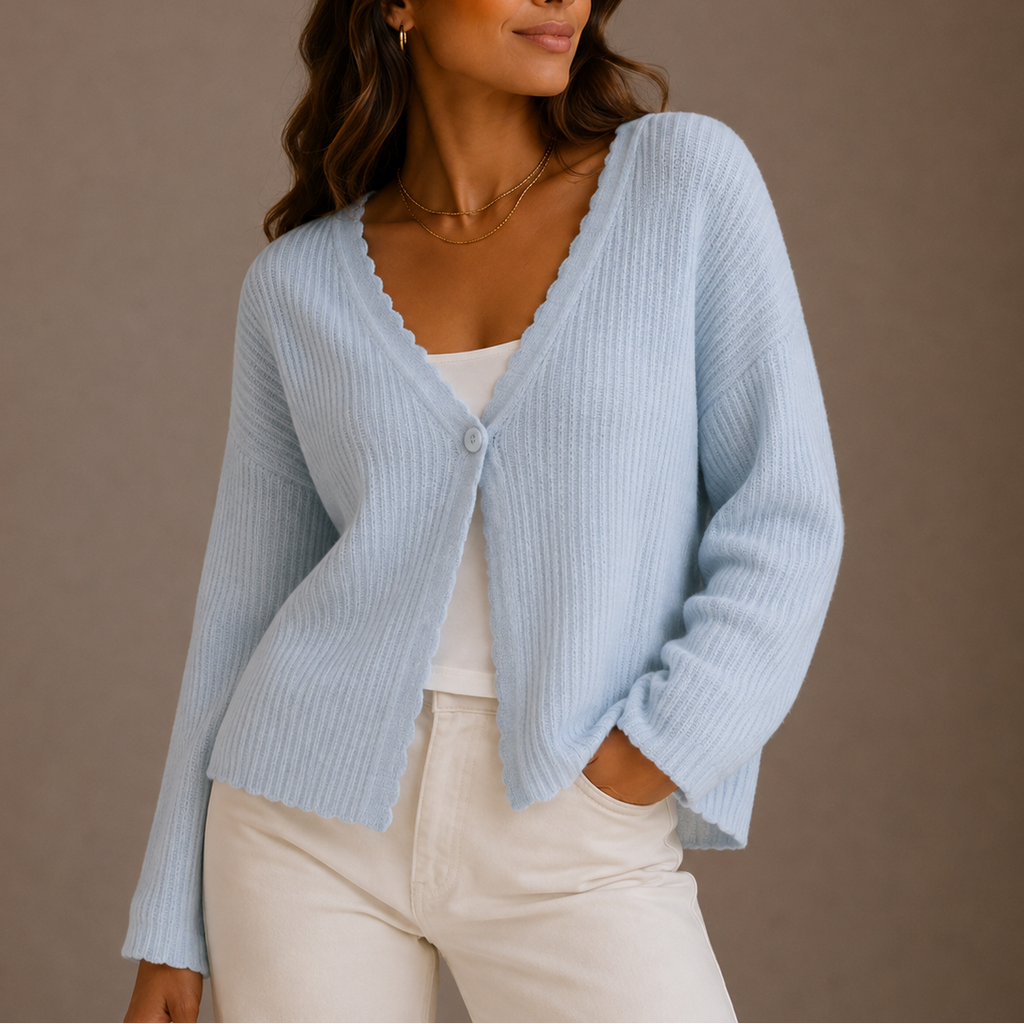 Women’s Knit Cardigan, V-Neck, Lightweight Button-Up – Casual Wear, Layering