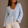 Women’s Knit Cardigan, V-Neck, Lightweight Button-Up – Casual Wear, Layering