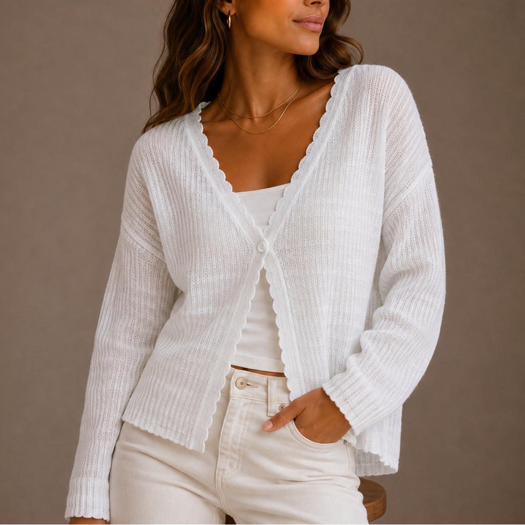 Women’s Knit Cardigan, V-Neck, Lightweight Button-Up – Casual Wear, Layering
