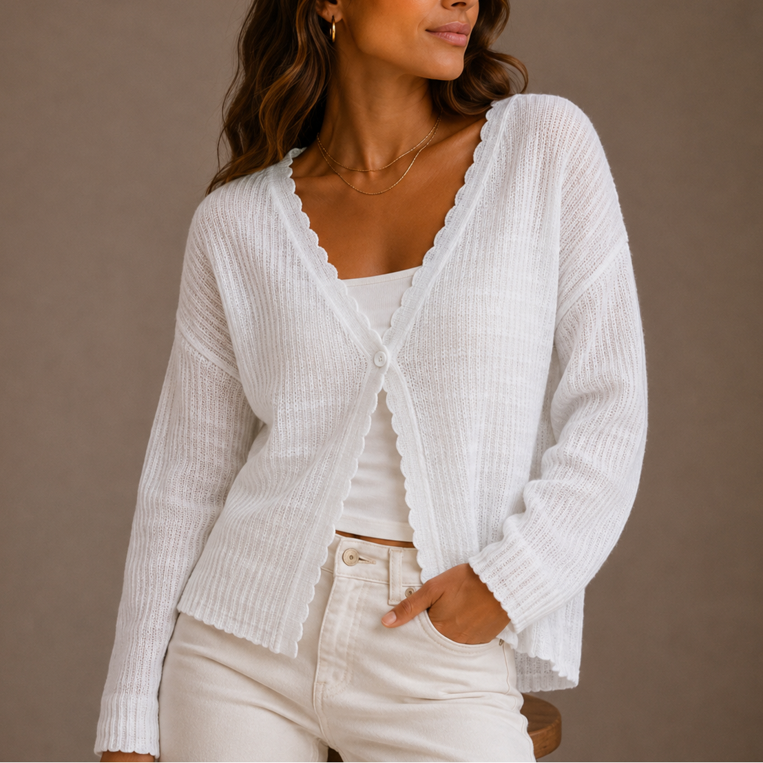 Women’s Knit Cardigan, V-Neck, Lightweight Button-Up – Casual Wear, Layering