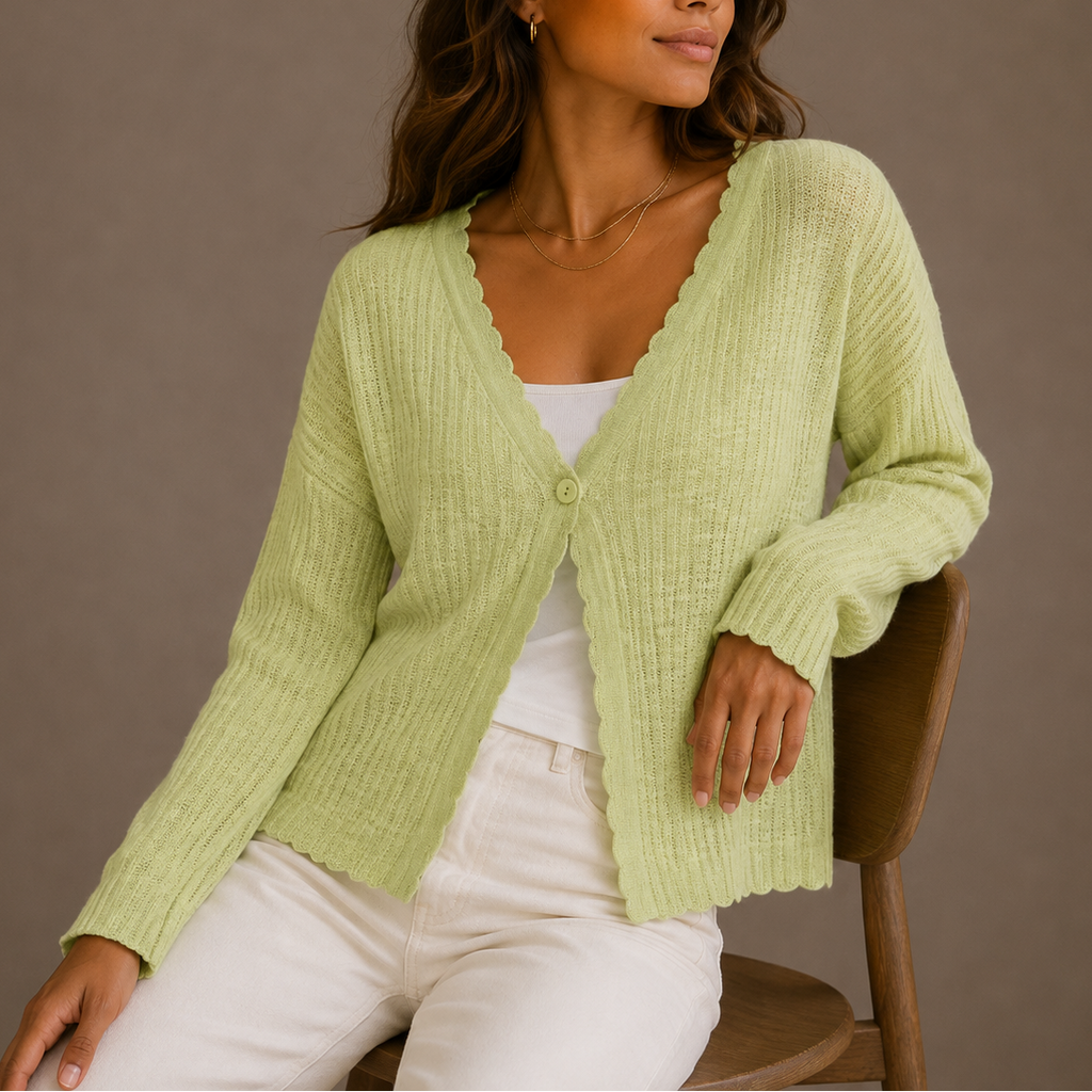 Women’s Knit Cardigan, V-Neck, Lightweight Button-Up – Casual Wear, Layering