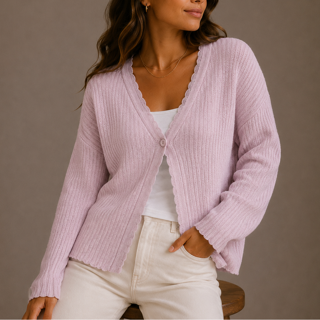 Women’s Knit Cardigan, V-Neck, Lightweight Button-Up – Casual Wear, Layering