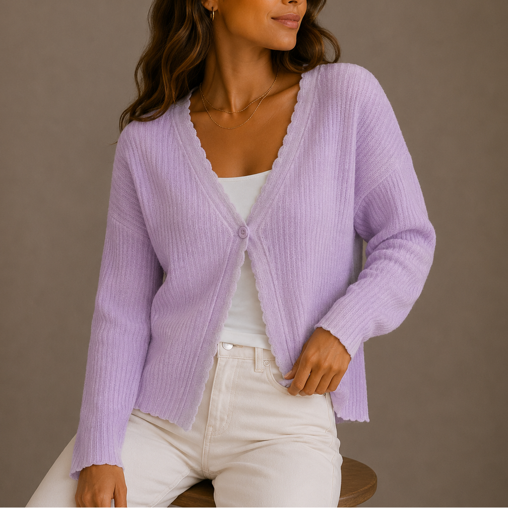 Women’s Knit Cardigan, V-Neck, Lightweight Button-Up – Casual Wear, Layering