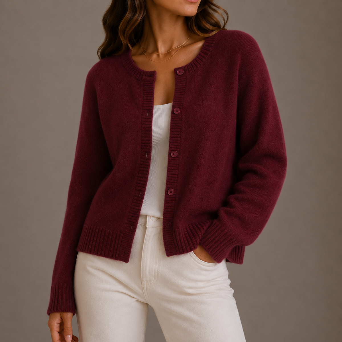 Women’s Knit Cardigan – Soft Button-Up, Long Sleeve – Casual, Everyday Wear