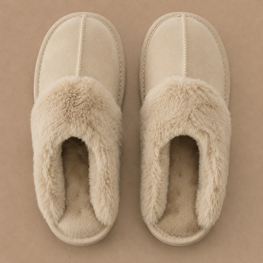 Women's Suede Mule Slippers with Warm Fur Lining – Indoor Comfort, House Relaxation
