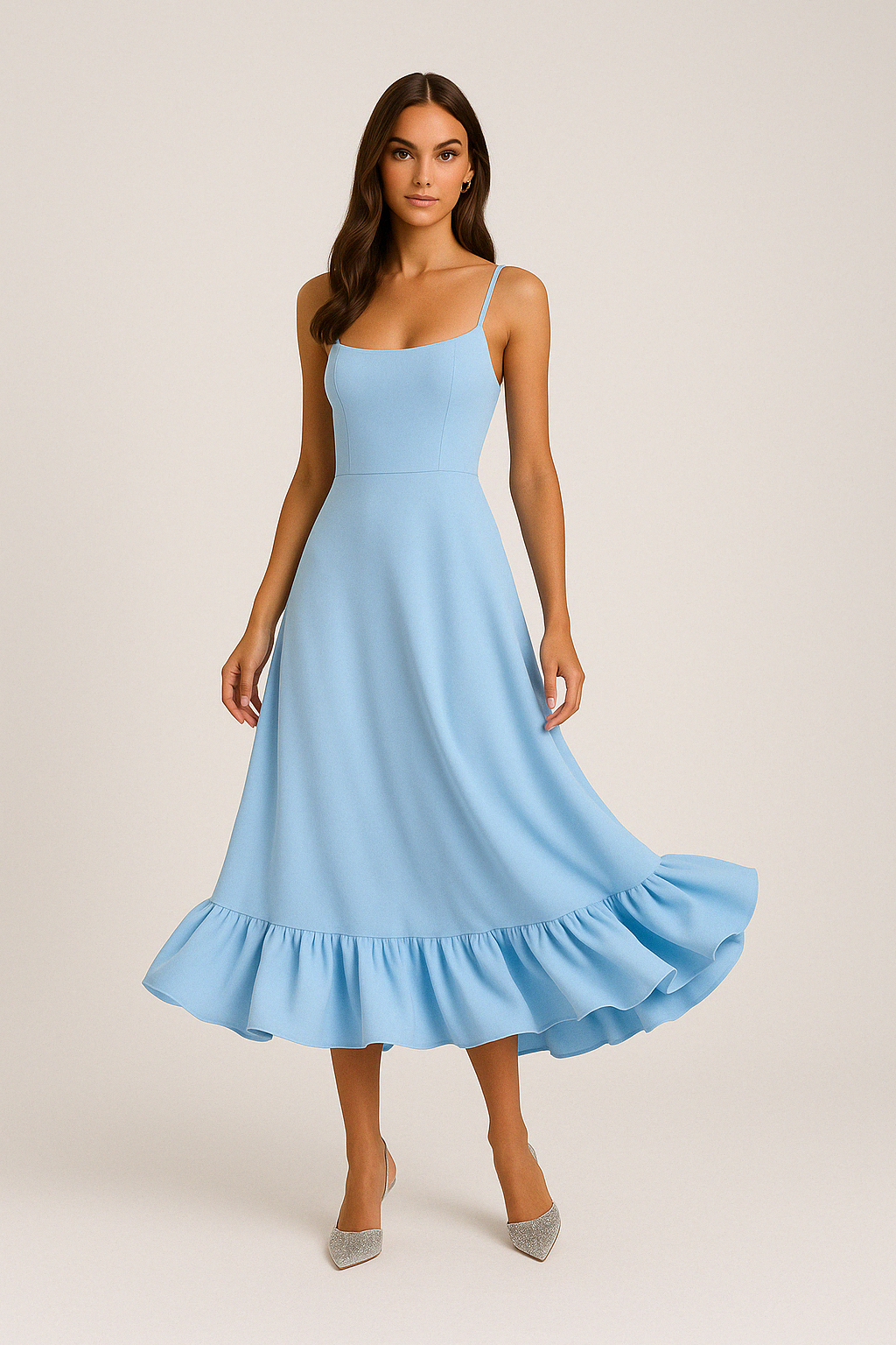 Square-Neck Midi Dress – Square Neck, Occasion Gown for Weddings & Events