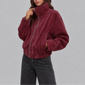 Women's Oversized Suede Bomber Jacket | Zip Up Vintage Jacket