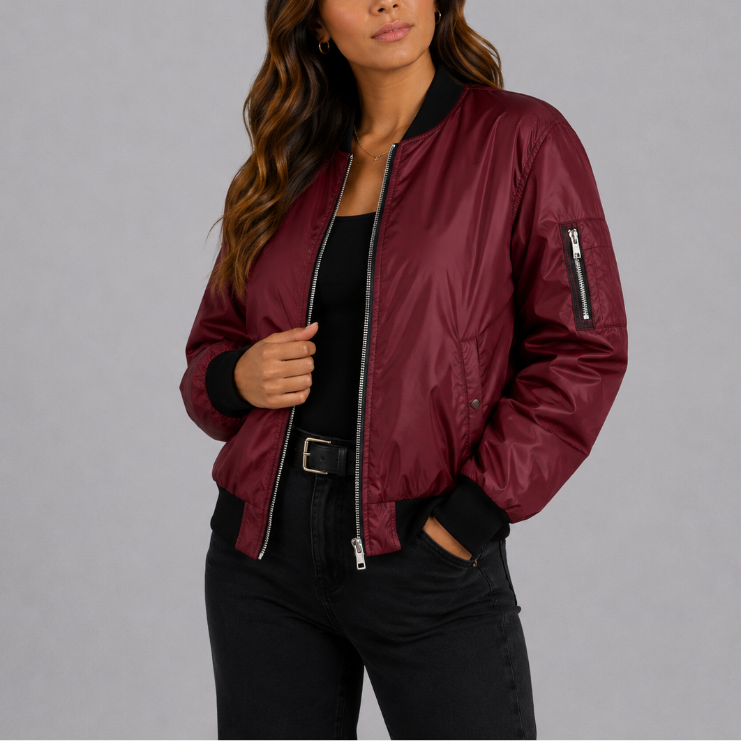 Women's Lightweight Bomber Jacket – Casual Wear, Daily Style