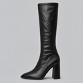 Women’s Pointed Toe Knee-High Boots with Chunky Block Heel