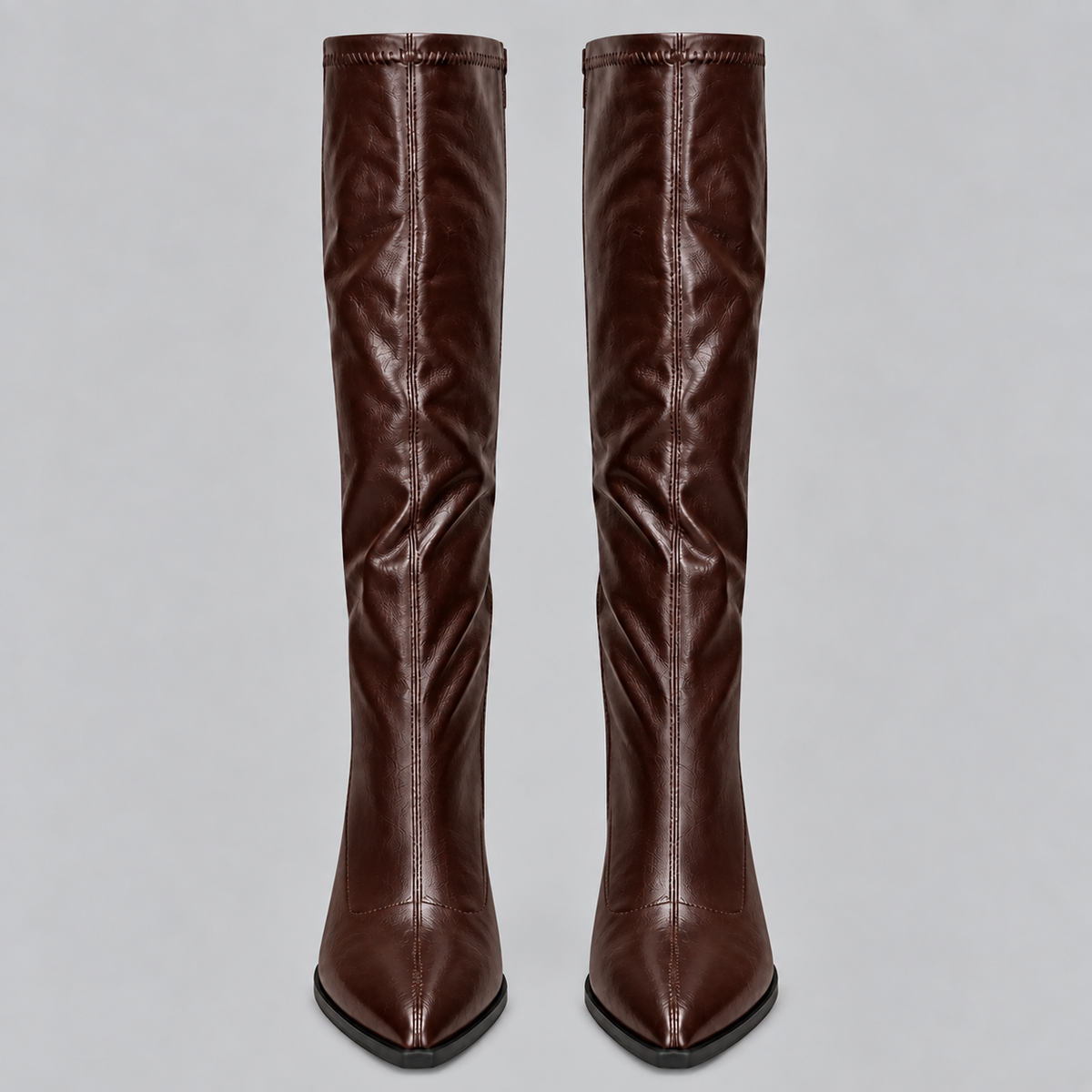 Women’s Pointed Toe Knee-High Boots with Chunky Block Heel