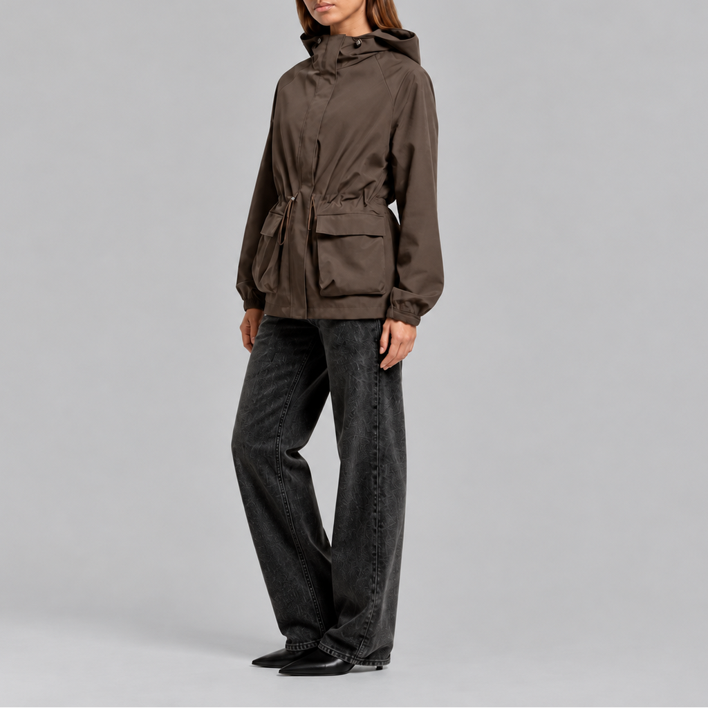Women's Waterproof Hooded Jacket with Adjustable Drawstring – Outdoor, Travel