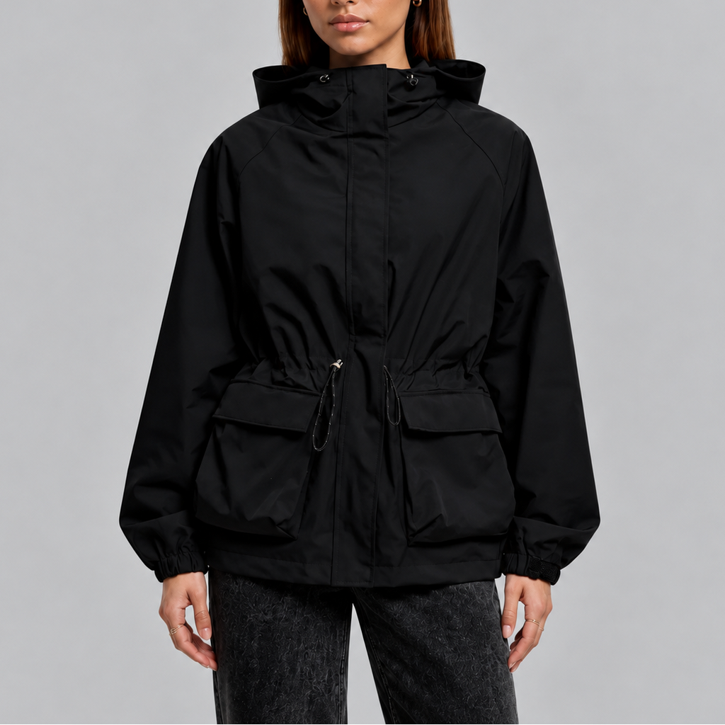Women's Waterproof Hooded Jacket with Adjustable Drawstring – Outdoor, Travel