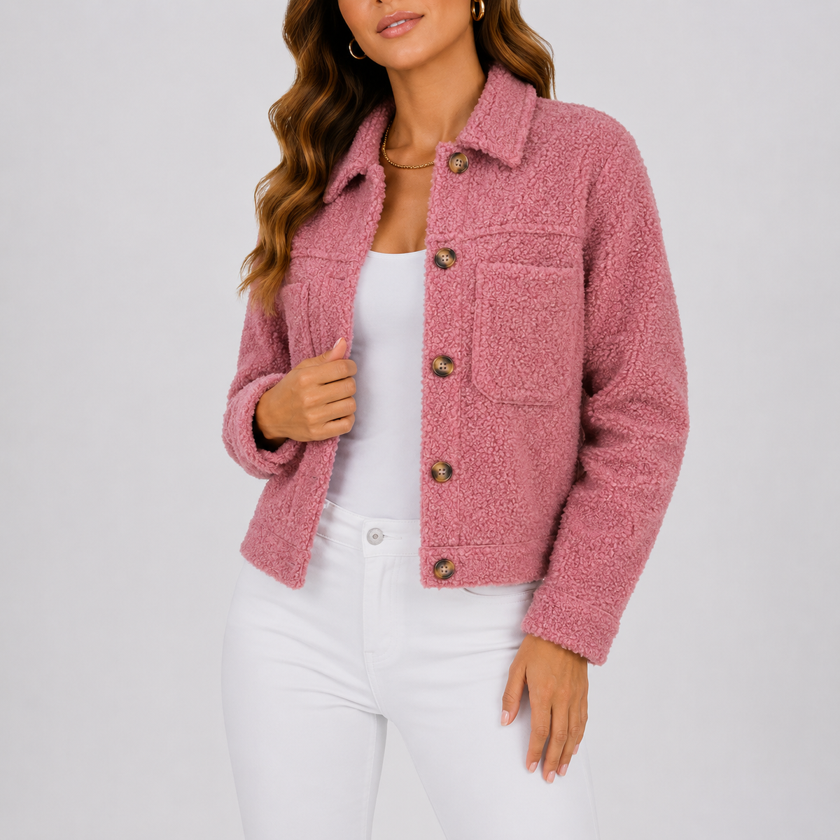 Women's Casual Knit Blazer Jacket with Pockets – Office, Everyday Wear