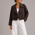 Women's Cropped Trench Coat Jacket – Casual Wear, Office Style