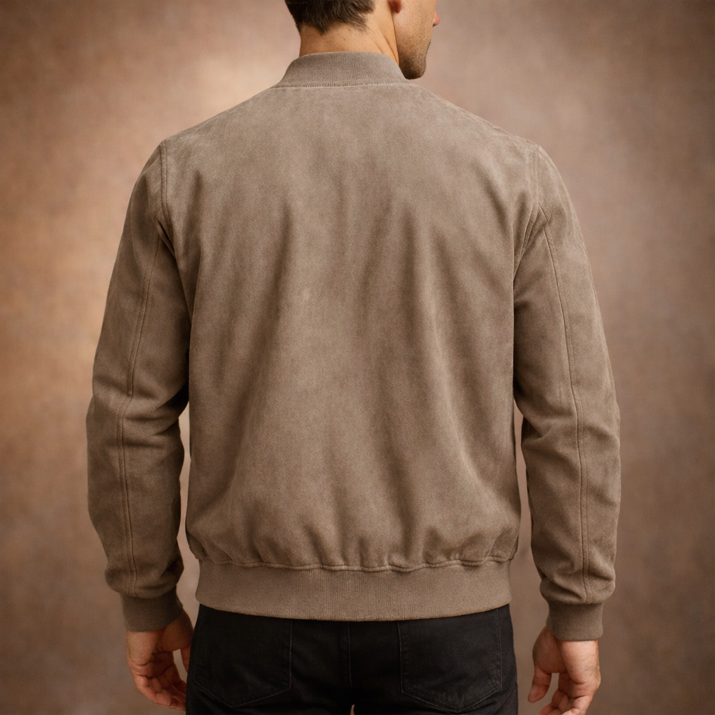 Men's Suede Bomber Jacket Lightweight – Smart Casual, All Seasons Outerwear
