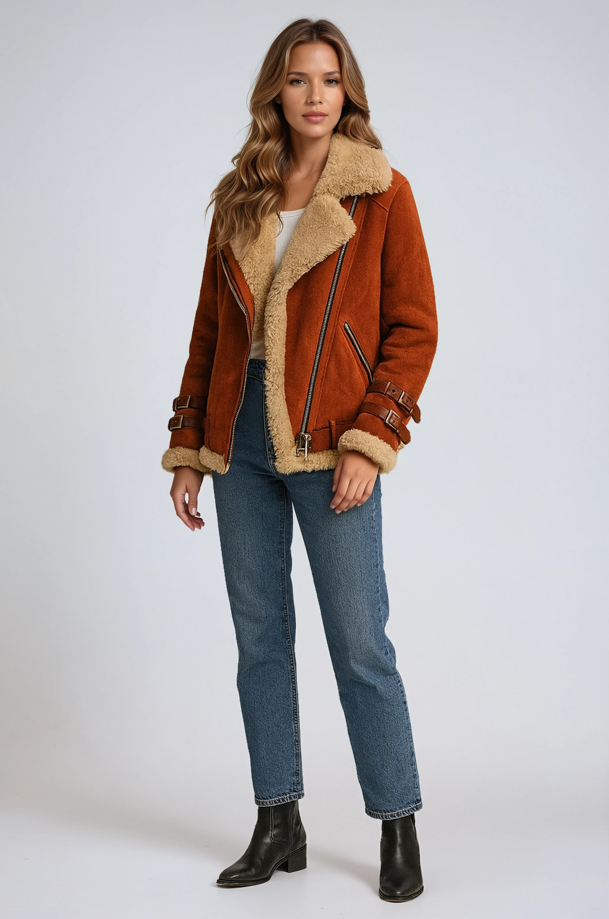 Classic Winter Pilot Jacket with Faux Shearling – Casual, Everyday Wear