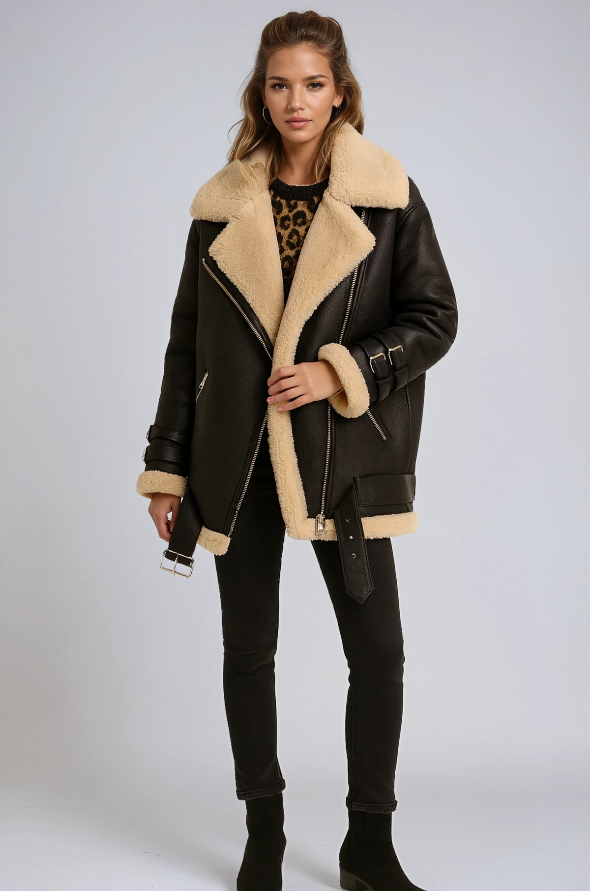 Classic Winter Pilot Jacket with Faux Shearling – Casual, Everyday Wear