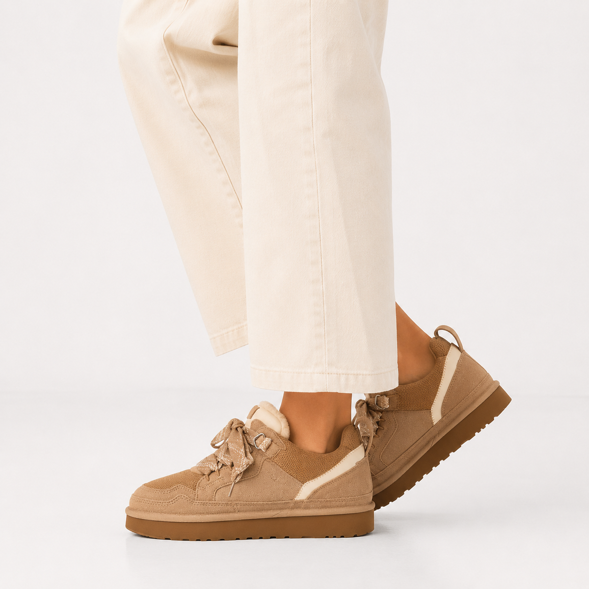 Fleece-Lined Suede-Effect Platform Winter Trainers for Women – Casual, Outdoor