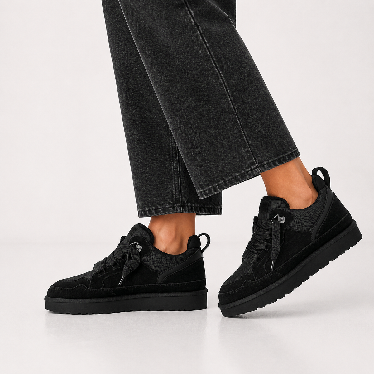Fleece-Lined Suede-Effect Platform Winter Trainers for Women – Casual, Outdoor