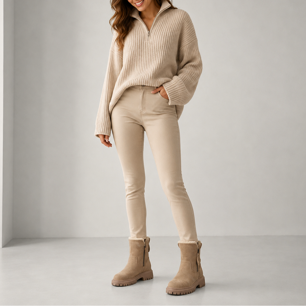 Women's Ankle Boots, Faux Fur Lined, Chunky Sole – Winter, Casual Wear