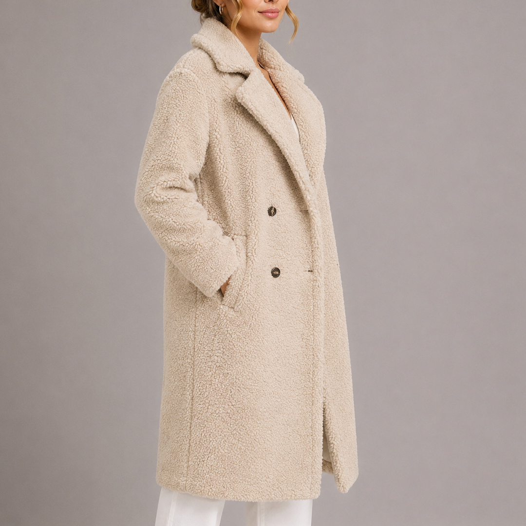 Women's Teddy Coat | Long Double-Breasted Faux Fur – Winter Wear, Stylish Outerwear