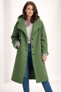 Elegant Green Coat with Hood – Casual Wear, Everyday Style