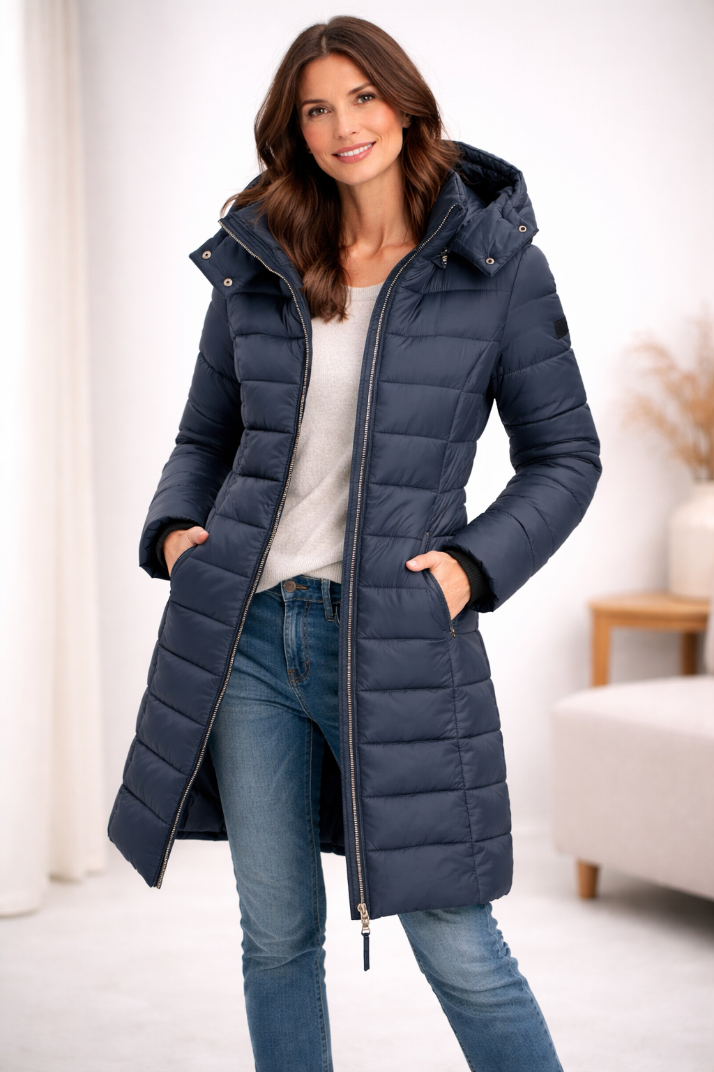 Comfortable Hooded Down Jacket with Zip – Outdoor, Casual Wear