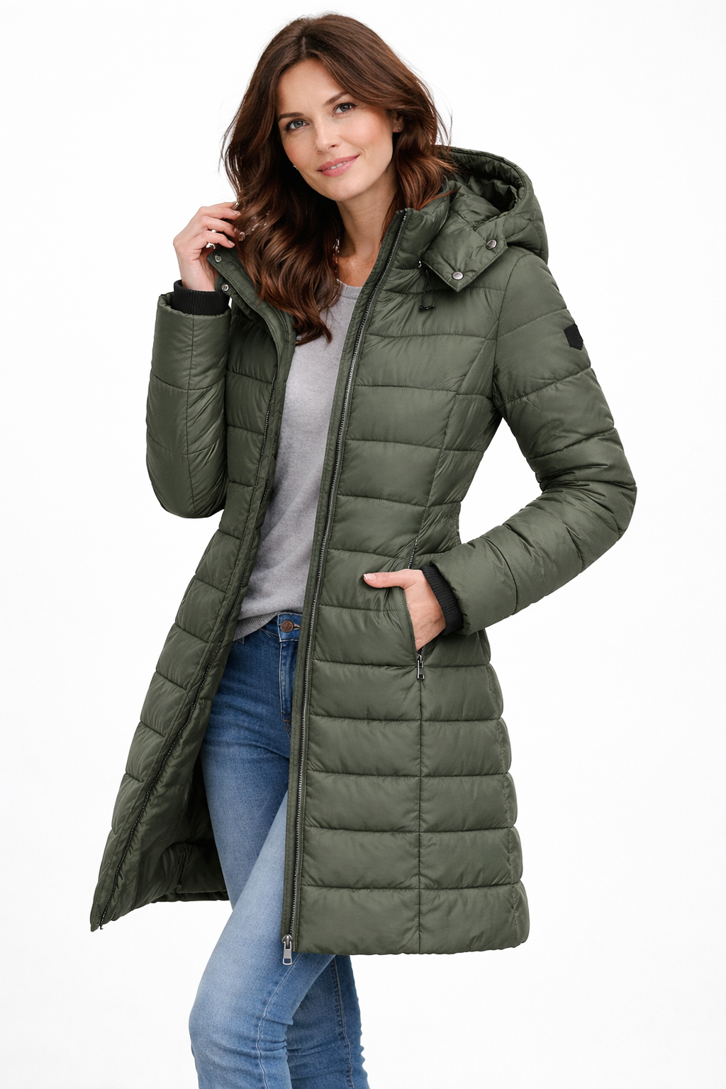 Comfortable Hooded Down Jacket with Zip – Outdoor, Casual Wear
