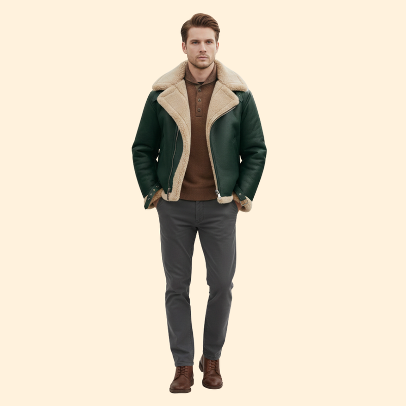 Classic Shearling Aviator Jacket – Winter Fashion, Casual Wear