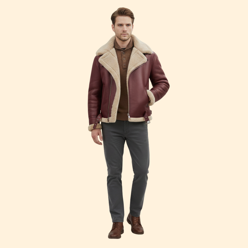 Classic Shearling Aviator Jacket – Winter Fashion, Casual Wear
