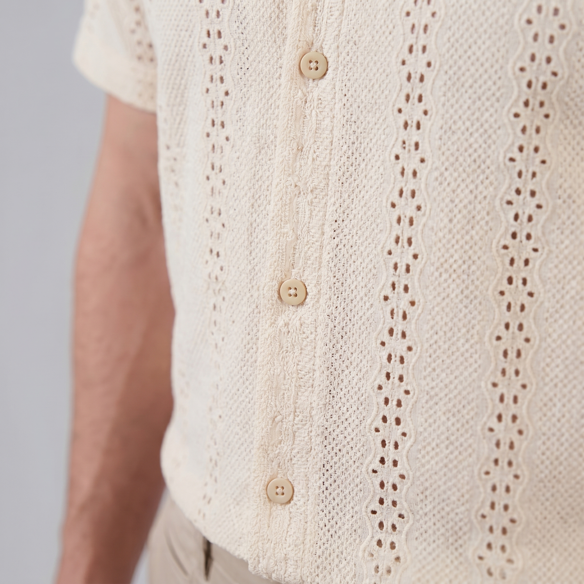 Cuban Collar Short-Sleeve Shirt for Men - Casual Cotton Summer Wear