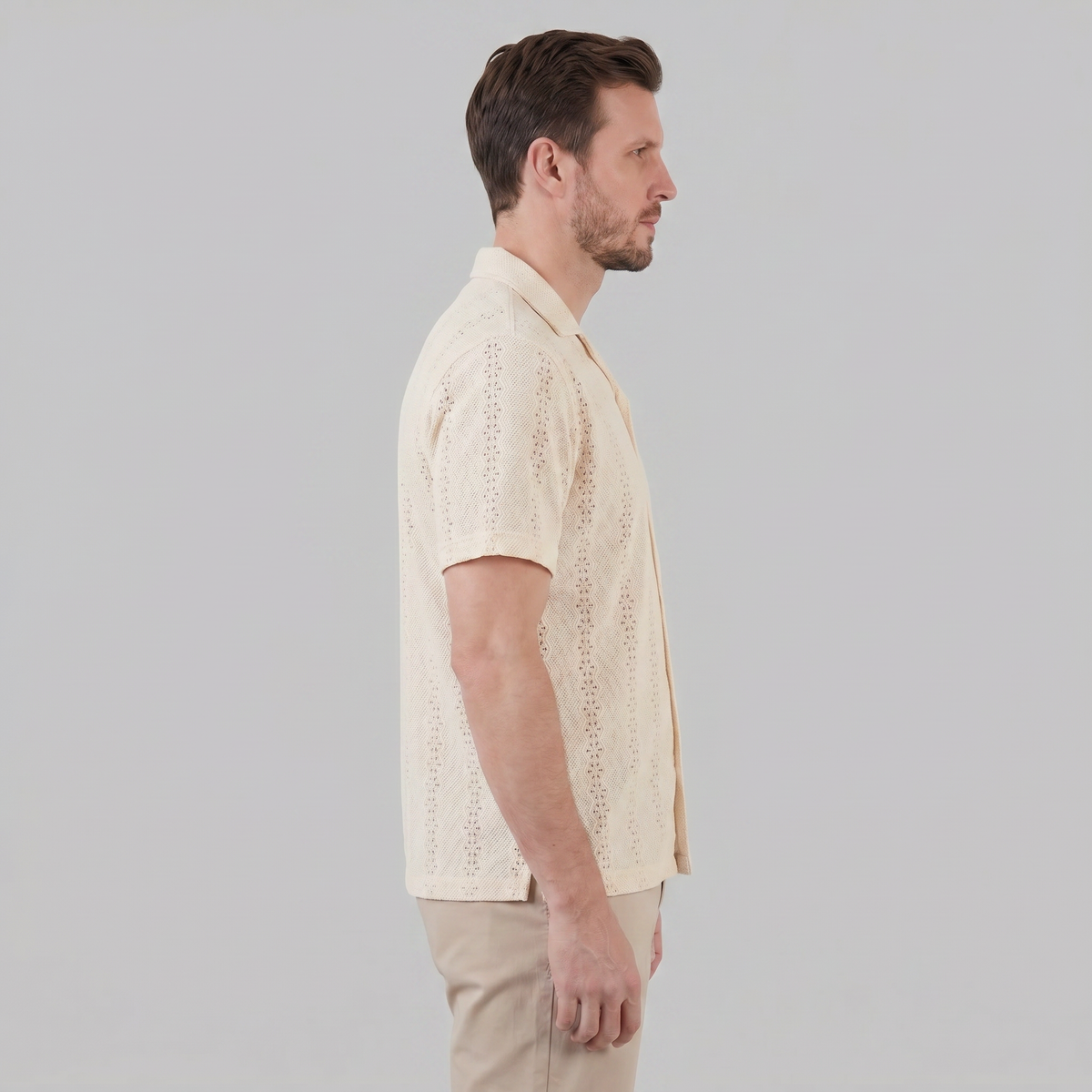 Cuban Collar Short-Sleeve Shirt for Men - Casual Cotton Summer Wear