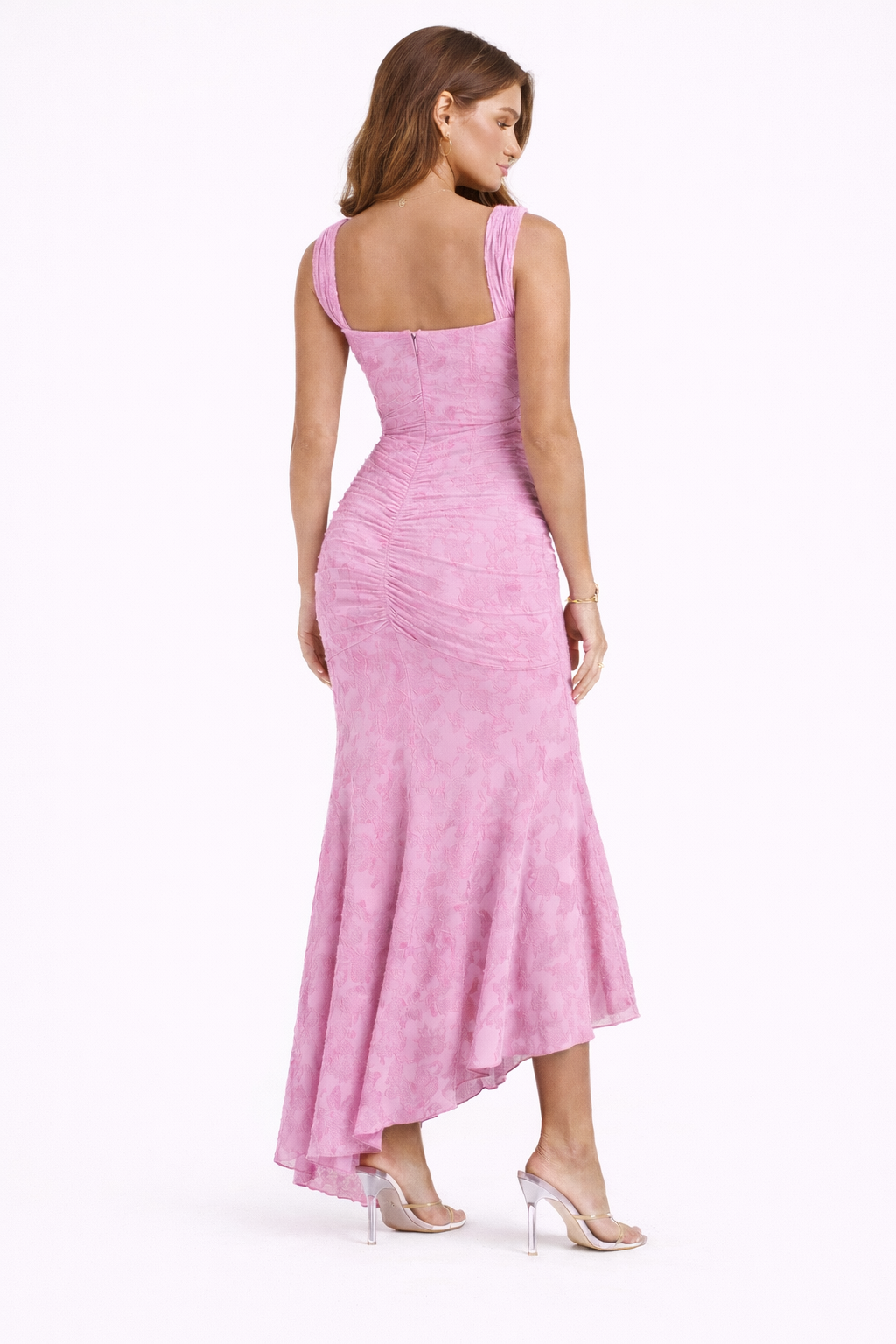 Luminous Neutral Satin Bias Cut Midi Dress Women UK – Elegant Evening Wear, Wedding Guest