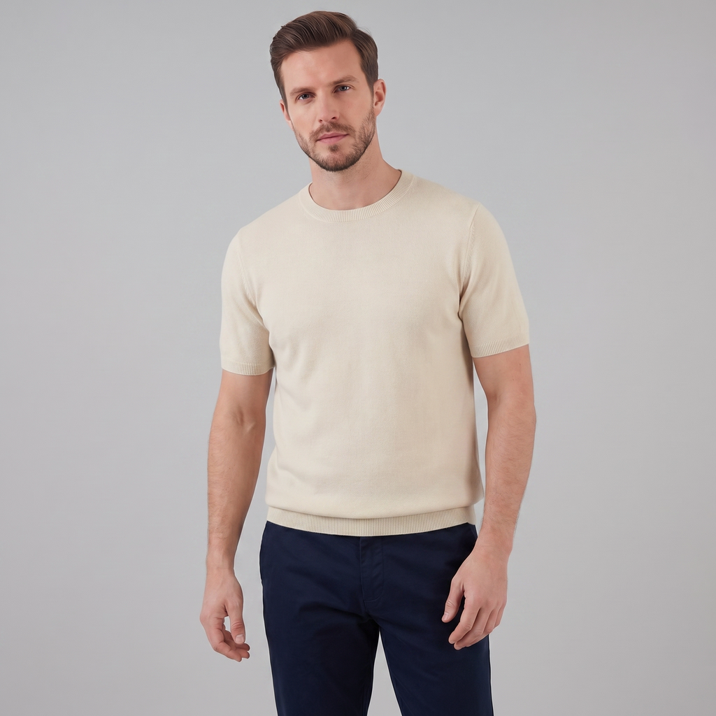 Elegant Short Sleeve T-Shirt for Men - Soft Cotton Casual Wear