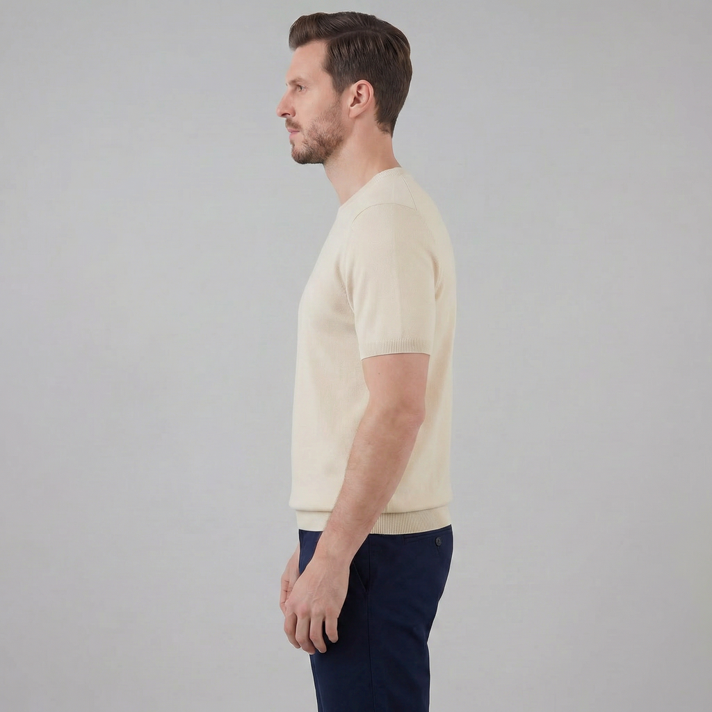 Elegant Short Sleeve T-Shirt for Men - Soft Cotton Casual Wear