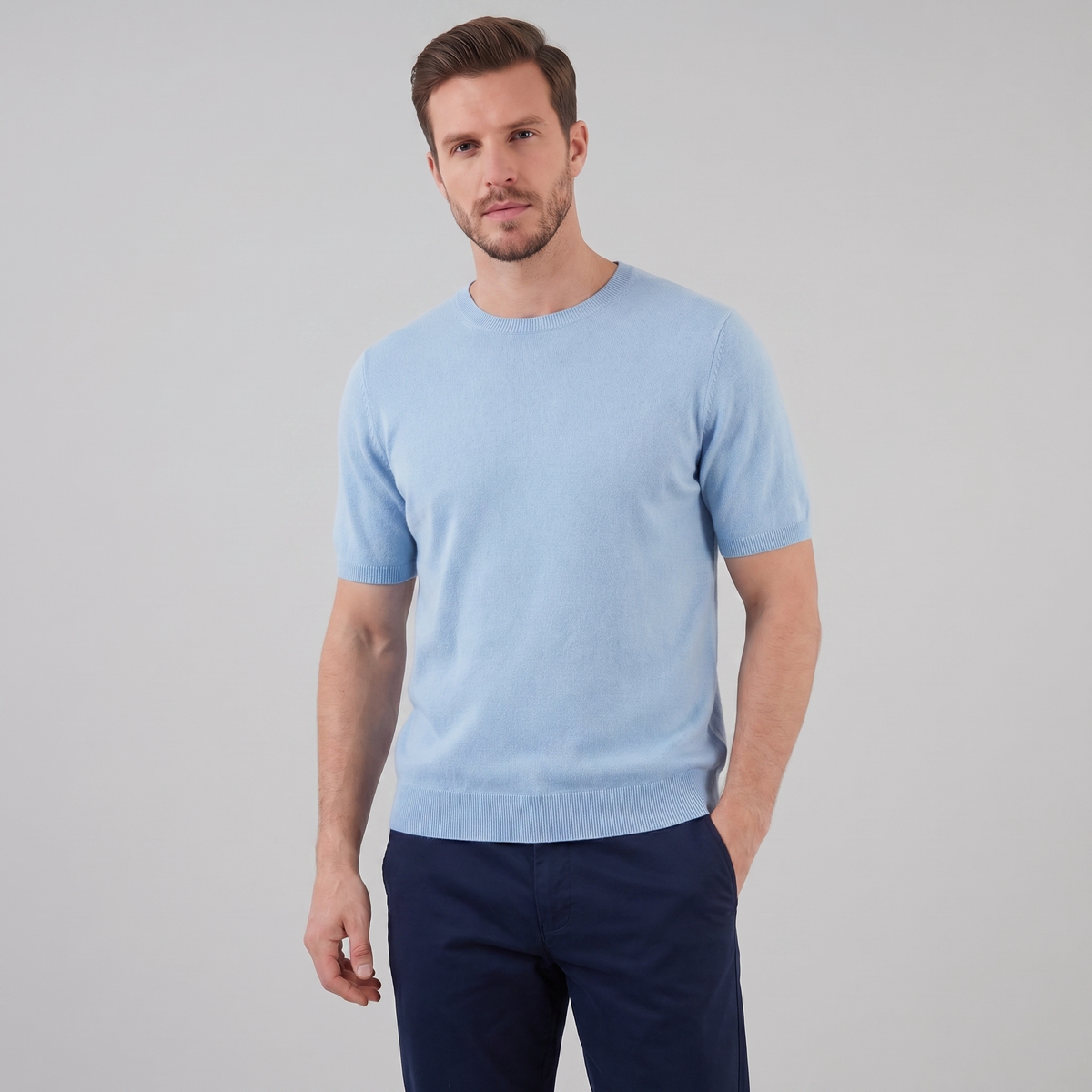 Elegant Short Sleeve T-Shirt for Men - Soft Cotton Casual Wear