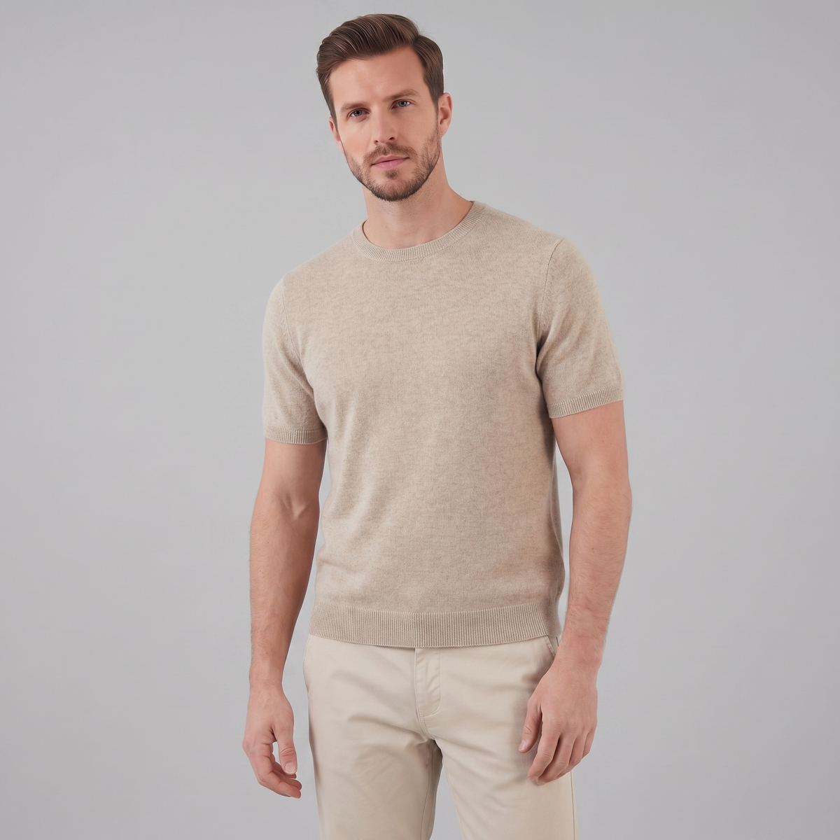 Elegant Short Sleeve T-Shirt for Men - Soft Cotton Casual Wear
