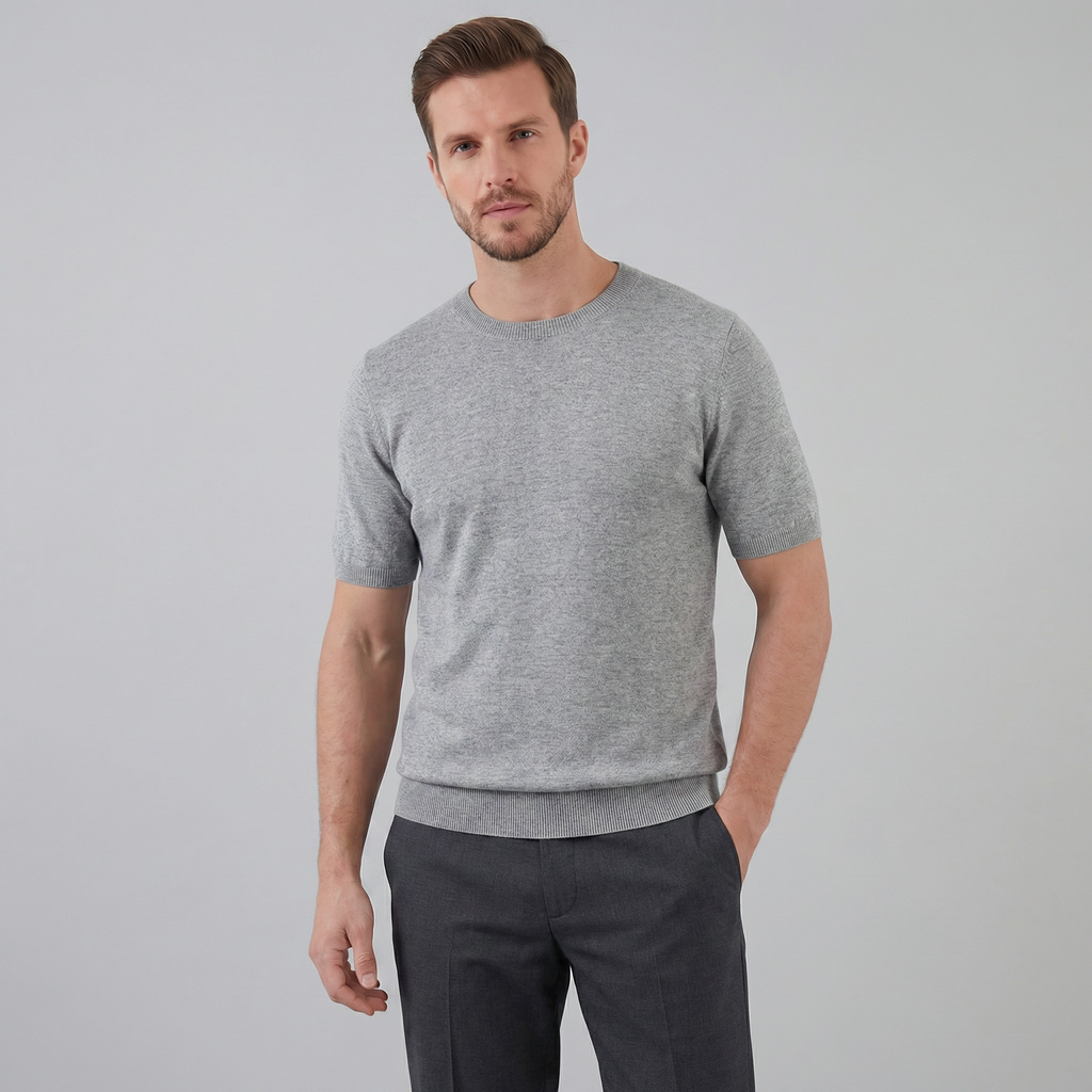 Elegant Short Sleeve T-Shirt for Men - Soft Cotton Casual Wear