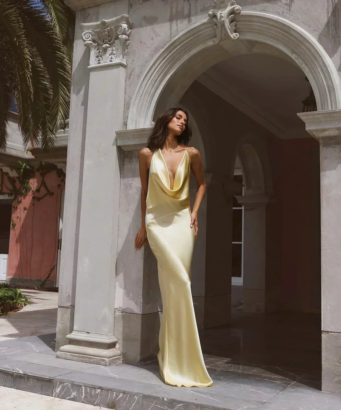 Satin Cowl Maxi Dress – Occasion Gown for Weddings & Events