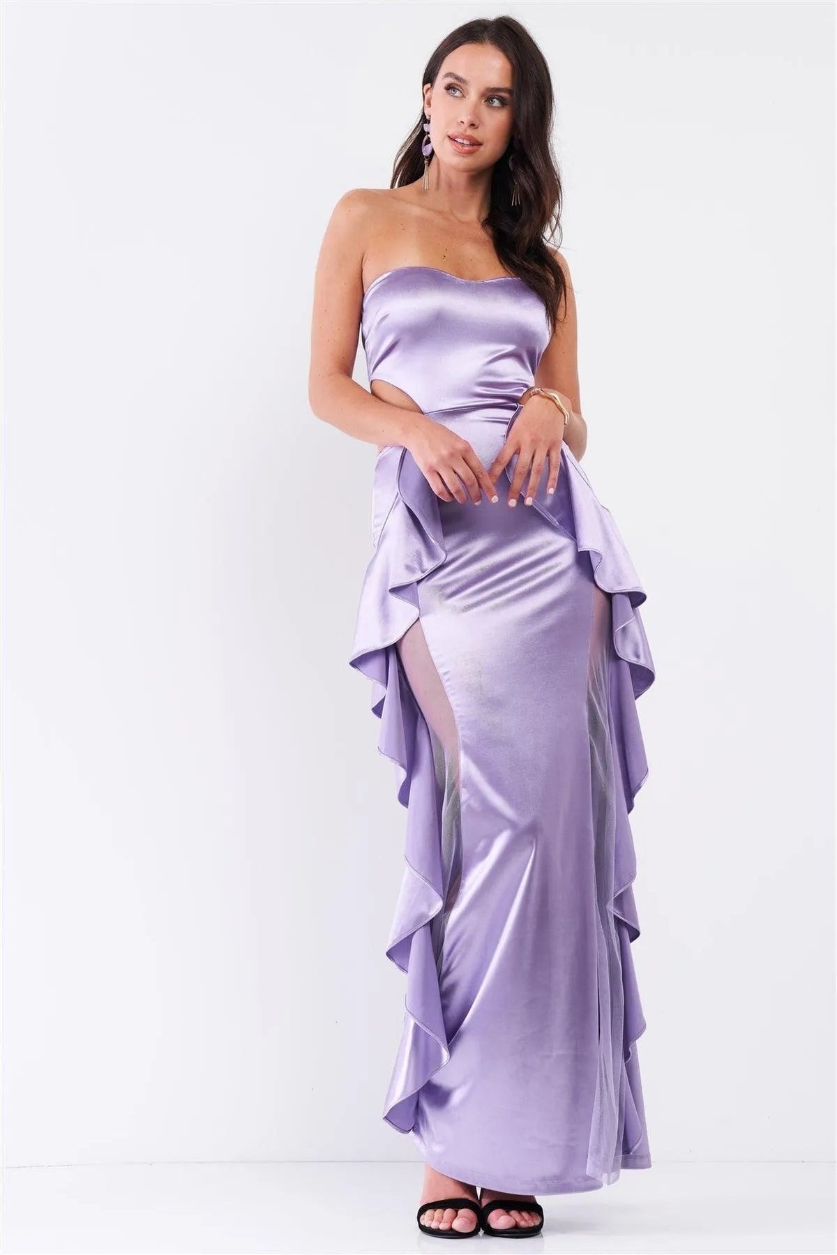 Satin Floral Maxi Dress – Sleeveless, Occasion Gown for Weddings & Events